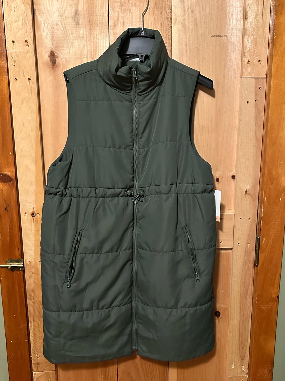 Motherhood Maternity Olive Green Quilted Puffer Vest with High Collar